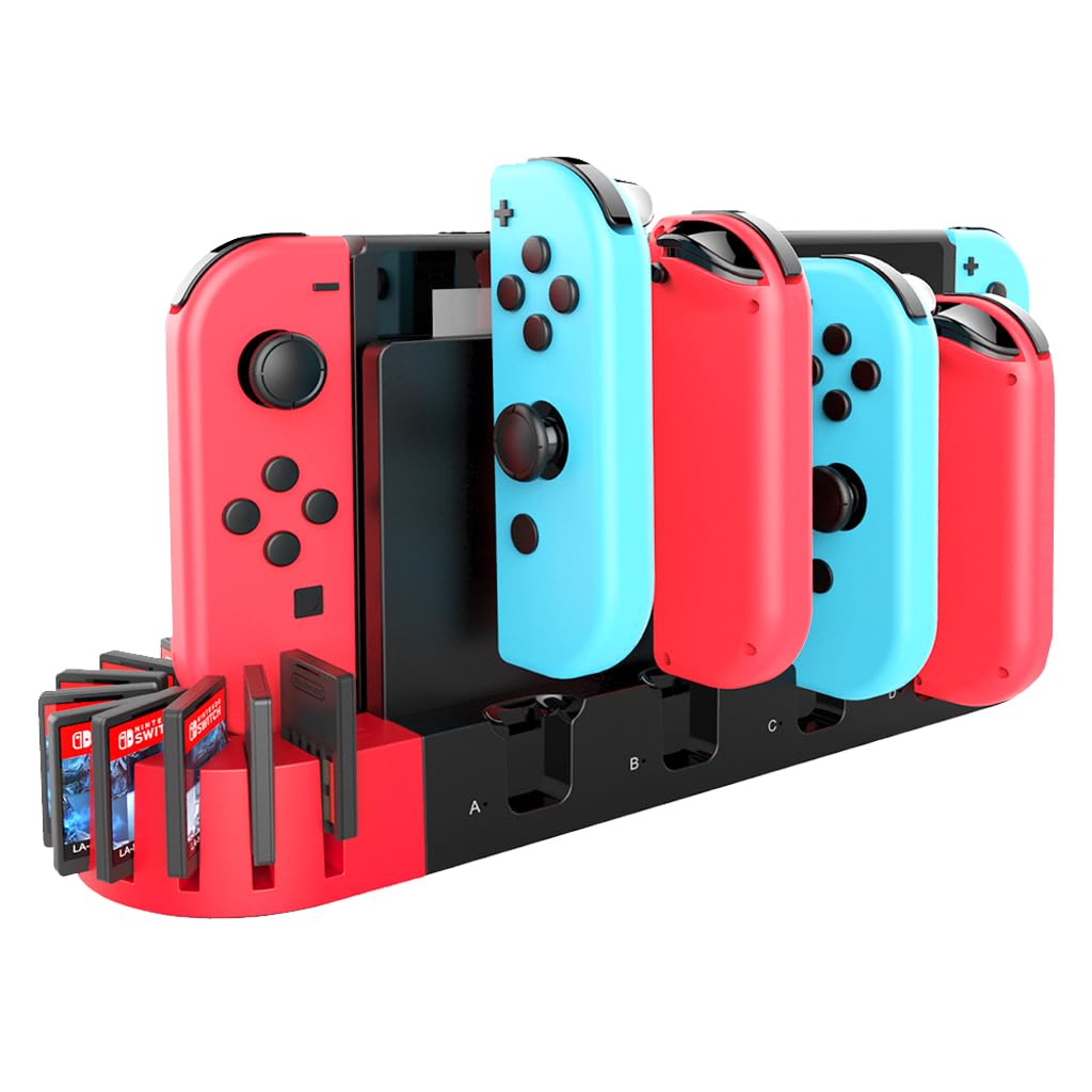 ZORBES 2 In 1 Switch Controller Charging Dock Extension For Switch&Oled Model Joycons Switch Controller Charging Dock Station With 9 Storage Slots For Switch Game Cartridges,Game Consoles,USB,Black ZORBES 2 In 1 Switch Controller Charging Dock Extension For Switch&Oled Model Joycons Switch Controller Charging Dock Station With 9 Storage Slots For Switch Game Cartridges,Game Consoles,USB,Black